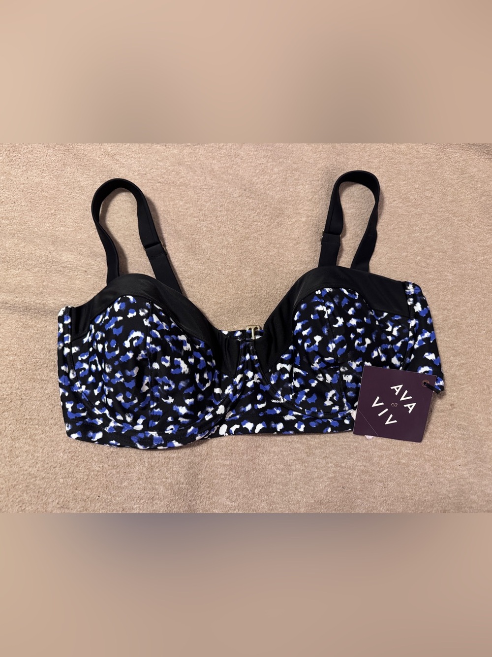 Ava & Viv Blue Leopard Print Bikini Top NWT | Size 20W